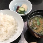 Teppanyakisazanka - 御飯、味噌椀、香の物