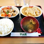 大衆食堂 半田屋 - ご飯ミニ、筑前煮、カツとじ、味噌汁