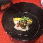 祇園もりわき - 蓮根もち、山芋、金目鯛、本しめじのお椀