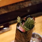 天寿し - 海ぶどうとトロの手巻き