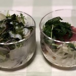 いとはん - 「海苔香る炙りたこと香味野菜の和さらだ」と「キハダマグロと長芋の和さらだ」