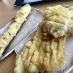 竹國 武蔵野うどん - とり天 & ちくわ天