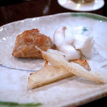 鮨 波やし - 本日の焼き物（マグロのスジ、スミイカ、エイヒレ）