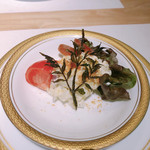 洋食 つばき - ポテサラにカラスミとたらの目の素揚げ