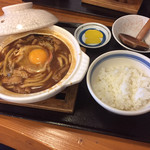 Menjaya Ichibanya Yamato - 本日のサービスセットA 味噌煮込みライス漬物付き ¥650(税込)