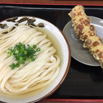 讃岐うどん いわい - ひやひやうどん(中)¥400と、ちくわ天¥150