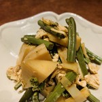 やきとり 嶋家 - タケノコとわらびの山わさび和え。