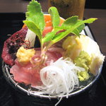 しのはら - お造り　標津鮭児・大間鮪・ツブ貝・鯉・鹿肉