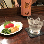 Takano - 2019/1/25  お通しと芋焼酎