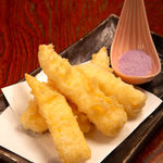 Cheese tempura with Tempura sweet potato salt