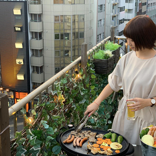 BBQ의 구이장은 베란다가 됩니다. 에비스의 거리를 바라보면서 즐거운 BBQ를 ♬