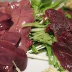 酒菜坊 橋蔵 - くじら刺＆大山地鶏レバ刺　ズームアップ