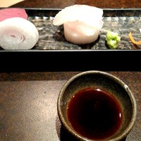 霞庭 まつばら - 向付（宮崎産赤身、鯛、アオリイカ）