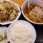 福しん 本川越店 - 回鍋肉定食+おともラーメン　６８０円