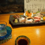 すし処 錦 - お造り盛り合わせ ＆ 冷酒