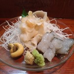 八五郎 - バイ貝刺身、白えび昆布締め