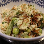 味あら井 - こごみ、じゃご、青のり釜御飯