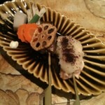 Ginzatakumi - 鳥ササミと牛の串焼き