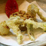 旨い料理・旨い酒 じょうじ - 再再訪”リクエストして揚げてもらったレンコン、松茸、サヨリの天ぷら。美味しすぎて感動♪