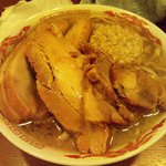 自家製太麺 ドカ盛 マッチョ - ラーメン中豚トリプル　ヤサイニンニクなし、アブラましまし