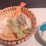 祇園うえもり - 天ぷらの盛り合わせ、車海老が甘くて美味しかった