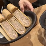 Shabushabu Onyasai - 厳選牛とアンデス高原豚しゃぶしゃぶ&特選鍋・肉ノ寿司食べ放題コース2,980円(税別)…竹筒鶏つみれ