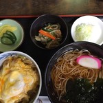 生蕎麦 海老家 - かけ蕎麦とミニ玉子とじカツ丼