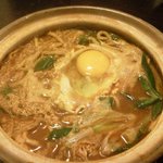 七里庵 - ネギ入りの味噌煮込み蕎麦（親子）