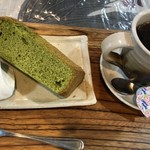 Kammi Tokoro Hirugami Chaya - コーヒーセット、明日葉のシフォンケーキ