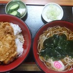Oguraan Honten - イカかき揚げ丼定食\850　温かいお蕎麦(19-04)