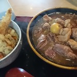 希林 - 元祖もつそば(田舎) 800円(税込)と、ミニ天丼450円(税込)