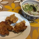 布施 細見商店 - 満足セット（焼豚丼、唐揚げ3ケ）（￥480）