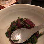 純米酒とお出汁 雲母 - カツオのなめろう。