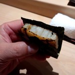 匠 進吾 - 厚みのあるたいら貝の磯辺焼き、海苔で包んで