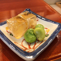 寿司 髙はし - 河豚のにこごりとそら豆