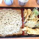 弁天 - 天せいろ　海老一本と野菜(1800円)