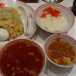 蒙古タンメン中本 - 「冷やし味噌辛さ2倍・ゆで卵・定食」\1000也