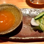 日本酒庵　吟の杜 - お通しの黄身味噌漬け美味し