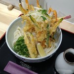 肉ネギうどん よし家 - 彩り4種野菜のかき揚げぶっかけ