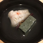 はらまさ - お椀：あいなめ、よもぎ豆腐