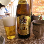 手打ち蕎麦 こはし - エビスビール 600円、グラスは薄くてビールが美味しく呑めるやつ！(2019年4月)