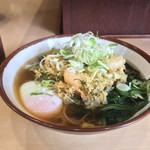 そばの神田 東一屋 - アサソバビンボー！  
      朝そば＋えびかき揚げ！