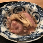 まき村 - 但馬牛A５のすきしゃぶ仕立、敷き豆腐、舞茸