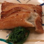 まき村 - 羽田産穴子の煮焼き、焼き茄子、春菊、銀餡