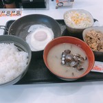 Yoshinoya - ハムエッグ牛小鉢定食（しじみ汁変更）