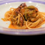 トラットリアビコローレヨコハマ - スパゲッティ　ホタルイカ、ふきのとう、フレッシュトマトのペペロンチーノ