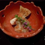 北新地 弧柳 - 先付け：しいたけ　セコガニ　シソの花