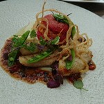 天空LOUNGE TOP of TREE - 【メイン魚】的鯛のフリットとトマトのリゾット詰めロースト　ソースプロヴァンサル