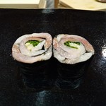 日本橋蛎殻町 すぎた - つまみ追加でシメサバ巻き