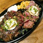 炭火焼ハンバーガー＆ステーキ チェリーズ - 生ラム(右上)＆チャックリブは200gずつで３３００円(税込)